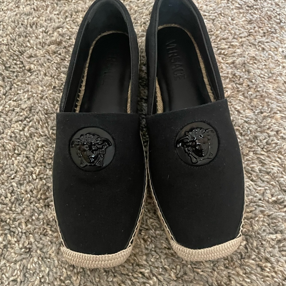 Versace espadrilles worn once black’